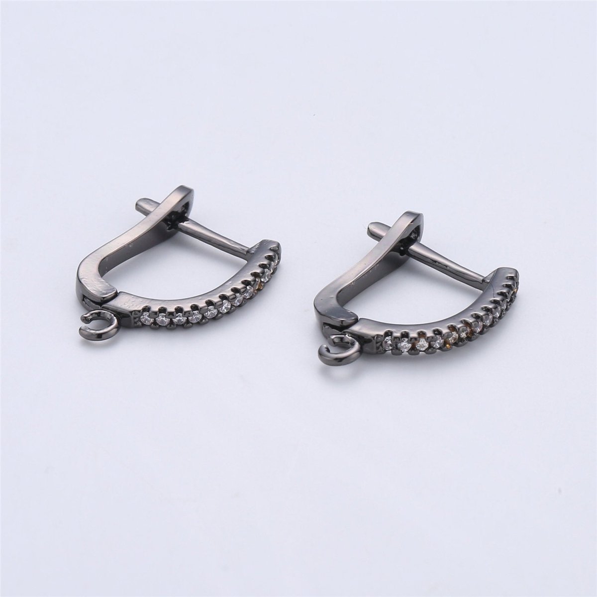 15mm Cubic one touch Earring w/ open link for Charm Rose Gold Silver Gold 18K gold Filled Lead, Nickel free, Lever back earring supply K-167 K-166 - DLUXCA