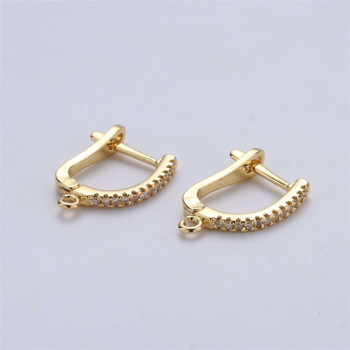 15mm Cubic one touch Earring w/ open link for Charm Rose Gold Silver Gold 18K gold Filled Lead, Nickel free, Lever back earring supply K-167 K-166 - DLUXCA