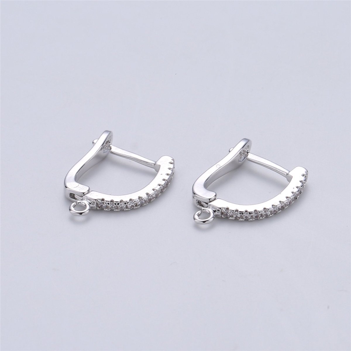 15mm Cubic one touch Earring w/ open link for Charm Rose Gold Silver Gold 18K gold Filled Lead, Nickel free, Lever back earring supply K-167 K-166 - DLUXCA