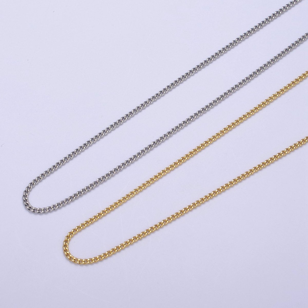 1.5mm Dainty Curb Chain 18 Inch Layering Necklace w. Extender in Silver & Gold | WA-435 WA-730 Clearance Pricing - DLUXCA