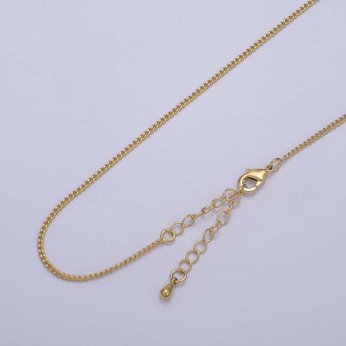 1.5mm Dainty Curb Chain 18 Inch Layering Necklace w. Extender in Silver & Gold | WA-435 WA-730 Clearance Pricing - DLUXCA