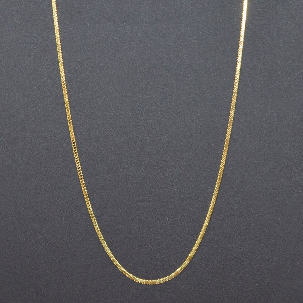 1.5mm Dainty Flat Herringbone Snake 17.5 Inch Layering Chain Necklace w. Lobster Clasps | WA-011 Clearance Pricing - DLUXCA
