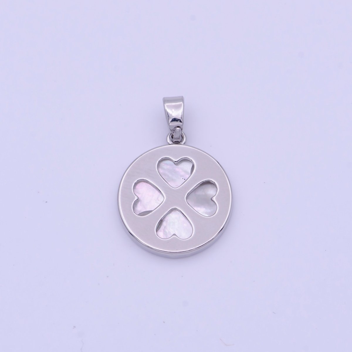 15mm Heart Petal Quatrefoil Clover Shell Pearl Bezel Double Sided Pendant in Gold & Silver | H159 H168 - DLUXCA