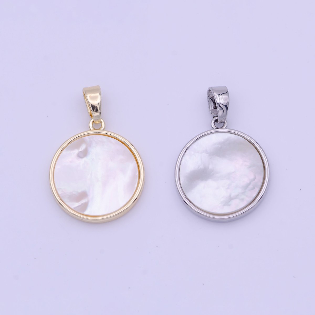 15mm Heart Petal Quatrefoil Clover Shell Pearl Bezel Double Sided Pendant in Gold & Silver | H159 H168 - DLUXCA