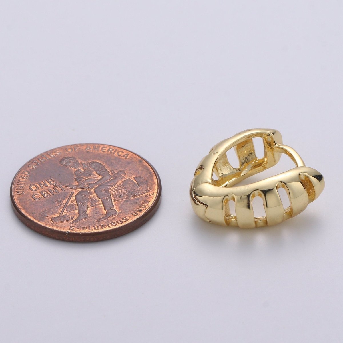 15mm Huggie Hoop Earring, Gold Large hoop earring, Chunky Hoops, Thick Gold Hoops, Medium hoop earrings, Vermeil Earring, gold Hoop Earrings Q-242 - DLUXCA