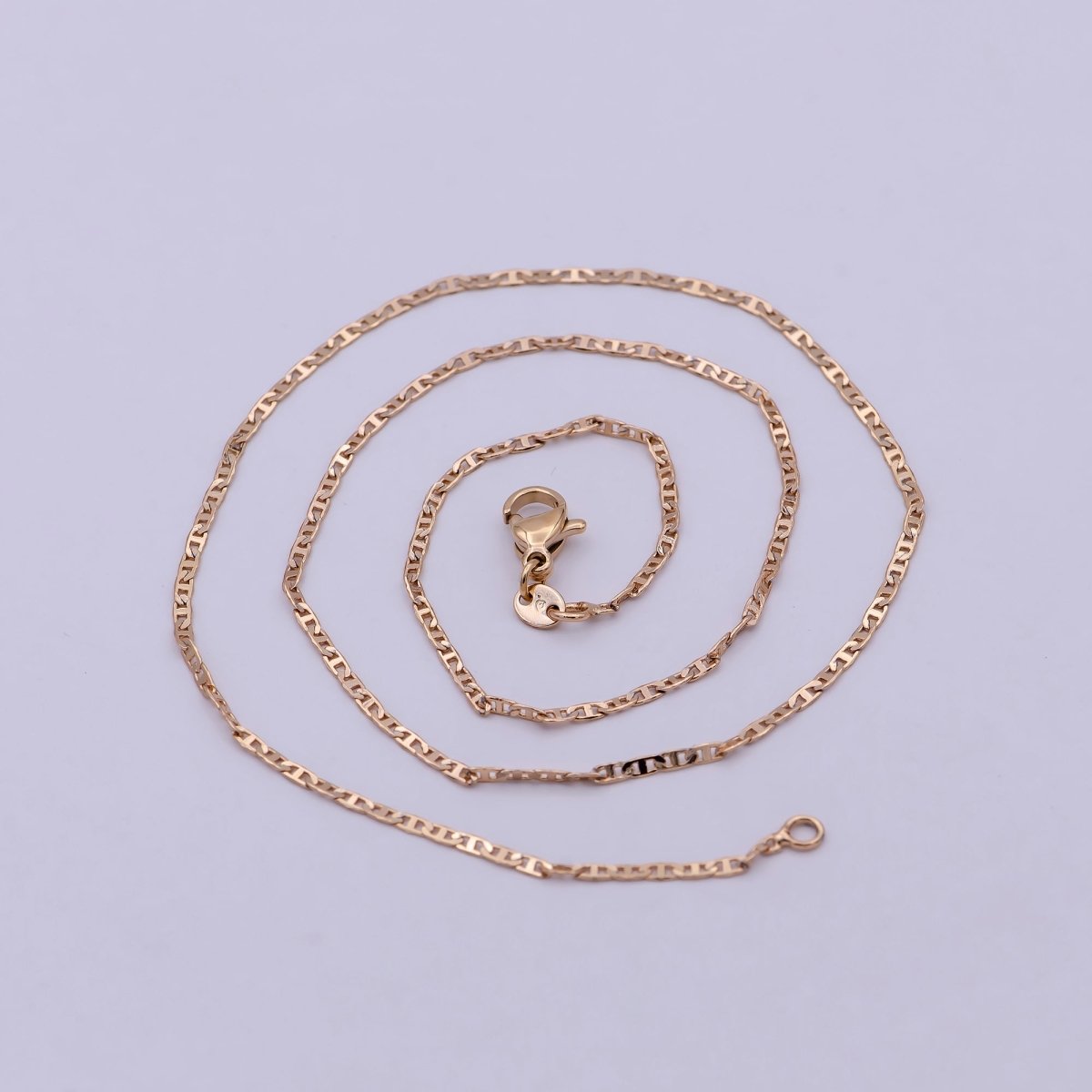 1.5mm Mariner Anchor Link Chain Necklace Rose Gold Filled Necklace 17.5 inch long | WA-544 Clearance Pricing - DLUXCA