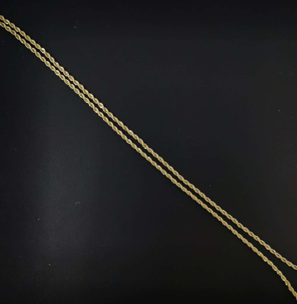 1.5mm Rope Chain Necklace - 14K Gold Plated Necklace Chain - 17.7 Inches Rope Necklace w/Lobster Clasps | CN-562 Clearance Pricing - DLUXCA