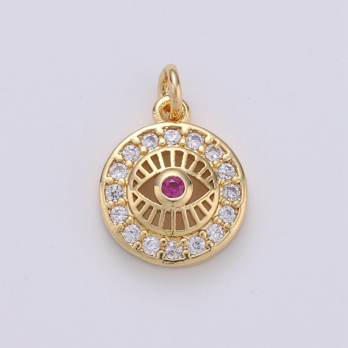 15x10mm 24k Gold Filled Evil Eye, Micro Pave Evil Eye Charm, Turquoise Cubic Charms, CZ Gold Evil Eye Beads, Pink Green Blue Charms, D-485 - D-488 - DLUXCA