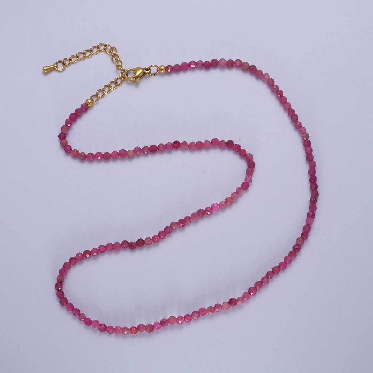 16 Inch Multifaceted 2.8mm Matte Gemstone Bead Necklace | WA-1469 - WA-1478 Clearance Pricing - DLUXCA