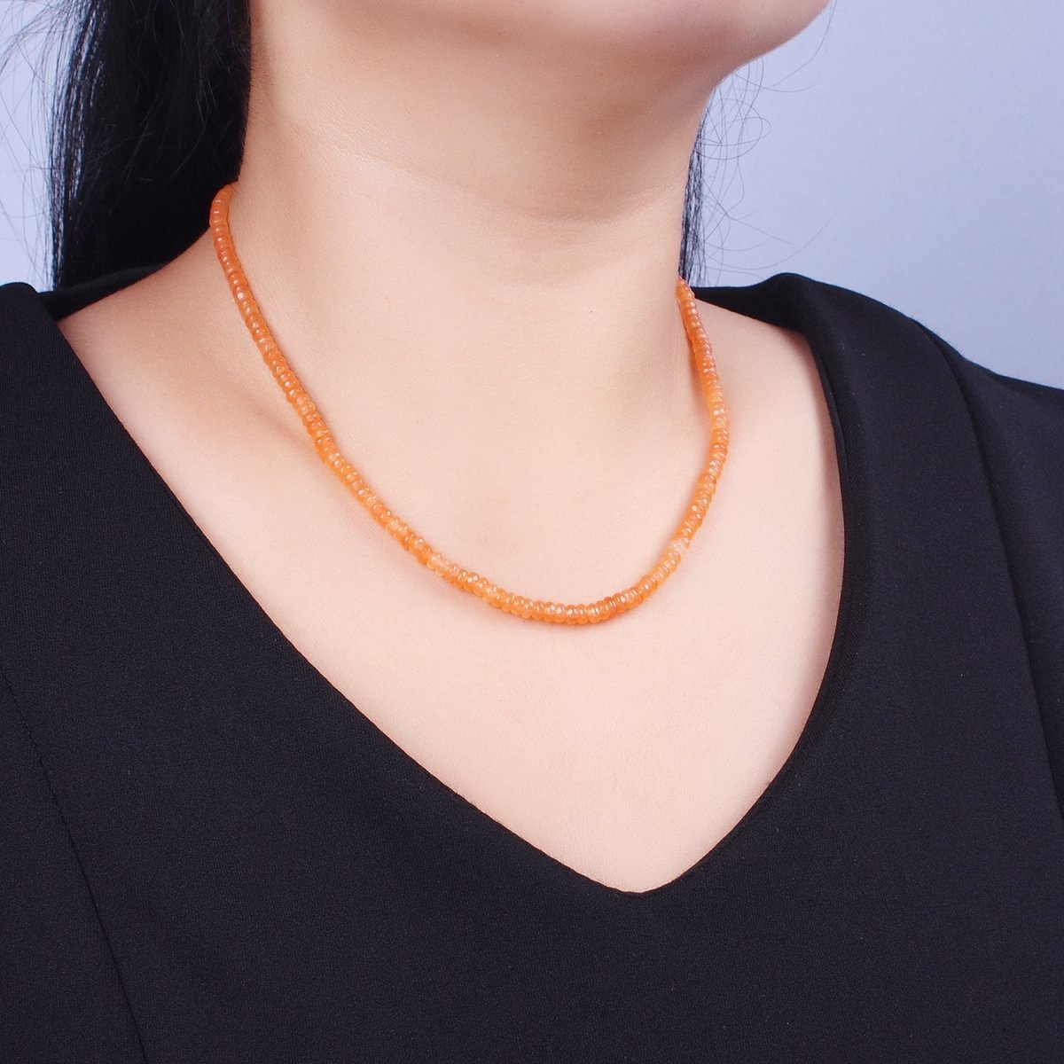 16 Inch Rhondelle 5mm Natural Stone Beads Handmade Necklaces | WA-1438 - WA-1443 WA-1480 - WA-1485 Clearance Pricing - DLUXCA