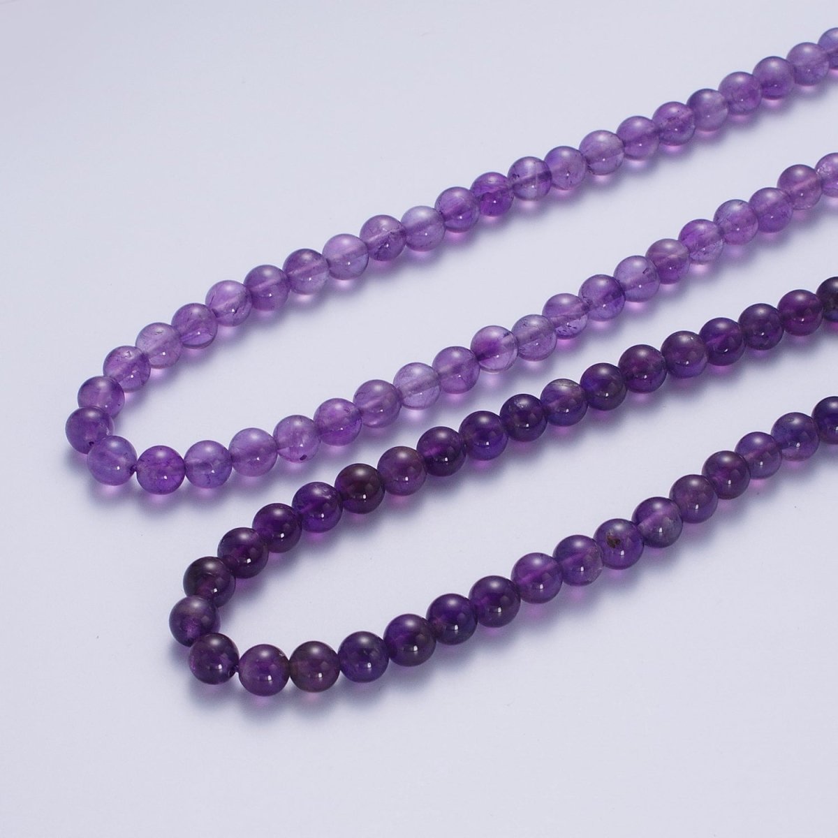 16 Inch Round Dark / Light Purple Amethyst 6.7mm Gemstone Choker Necklace | WA-1182 WA-1183 Clearance Pricing - DLUXCA