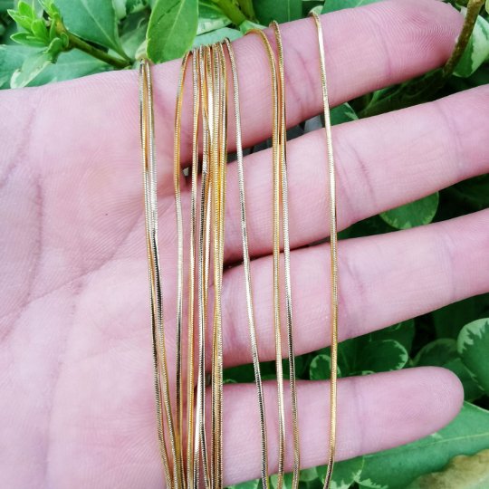 16 inches Omega Chain - Short Necklace - Women's Necklace - Choker Necklace Jewelry Ready to Wear Chain Finished Chain, Dainty 1.4mm, 24K Gold Plated Omega Necklace w/ Lobster Clasps | CN-945 - DLUXCA