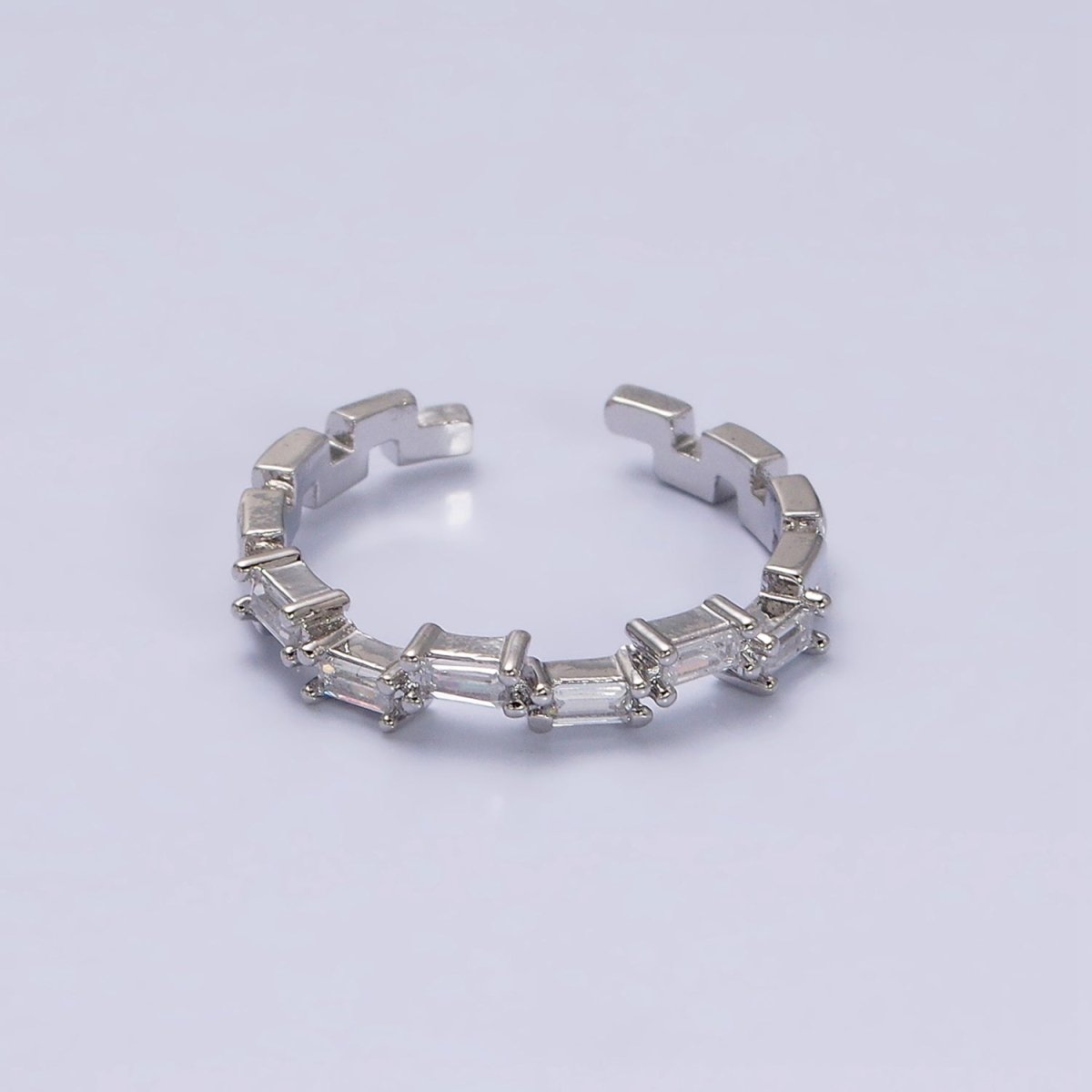 16K Gold Filed Clear, Green, Multicolor CZ Baguette Lined Adjustable Ring | O-1581~O-1586 - DLUXCA