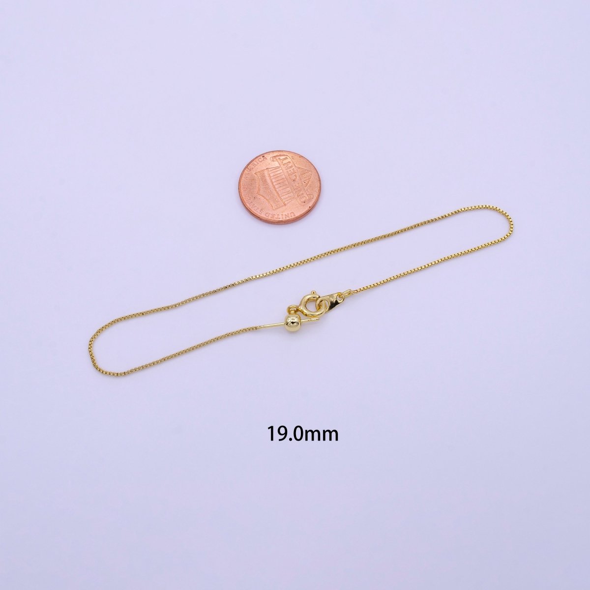 16K Gold Filled 0.8mm Adjustable Box Chain 7.5 Inch, 8.5 Inch Slider Bracelet | Z359 Z360 - DLUXCA