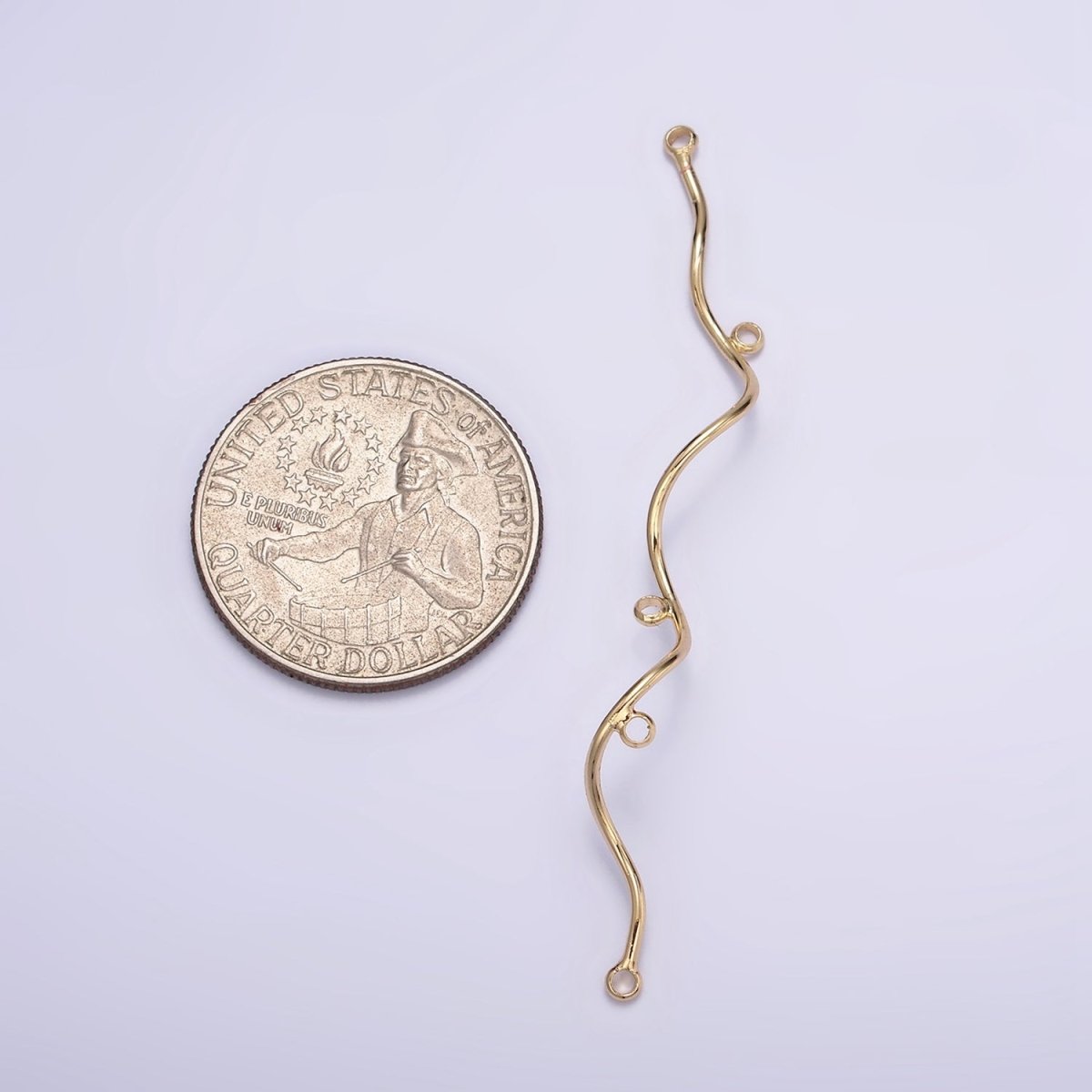 16K Gold Filled 1 PAIR 63mm Wavy Spiral Multiple Loop Charm Holder Necklace Earring Jewelry Supply | Z-433 - DLUXCA