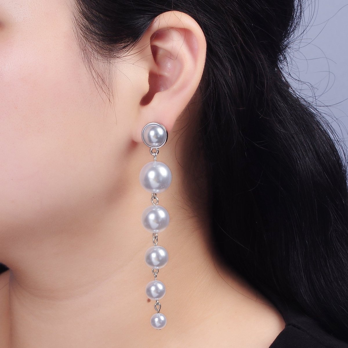 16K Gold Filled 100mm Multiple Shell Pearl Bezel Drop Stud Earrings in Gold & Silver | AE349 AE350 - DLUXCA