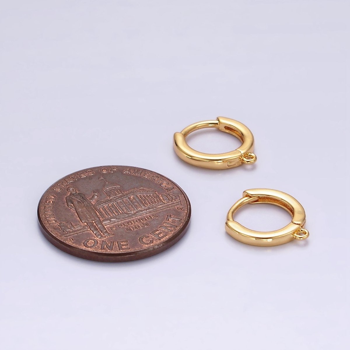 16K Gold Filled 10.5mm Cartilage Huggie Open Loop Minimalist Earrings Findings Supply | Z566 - DLUXCA