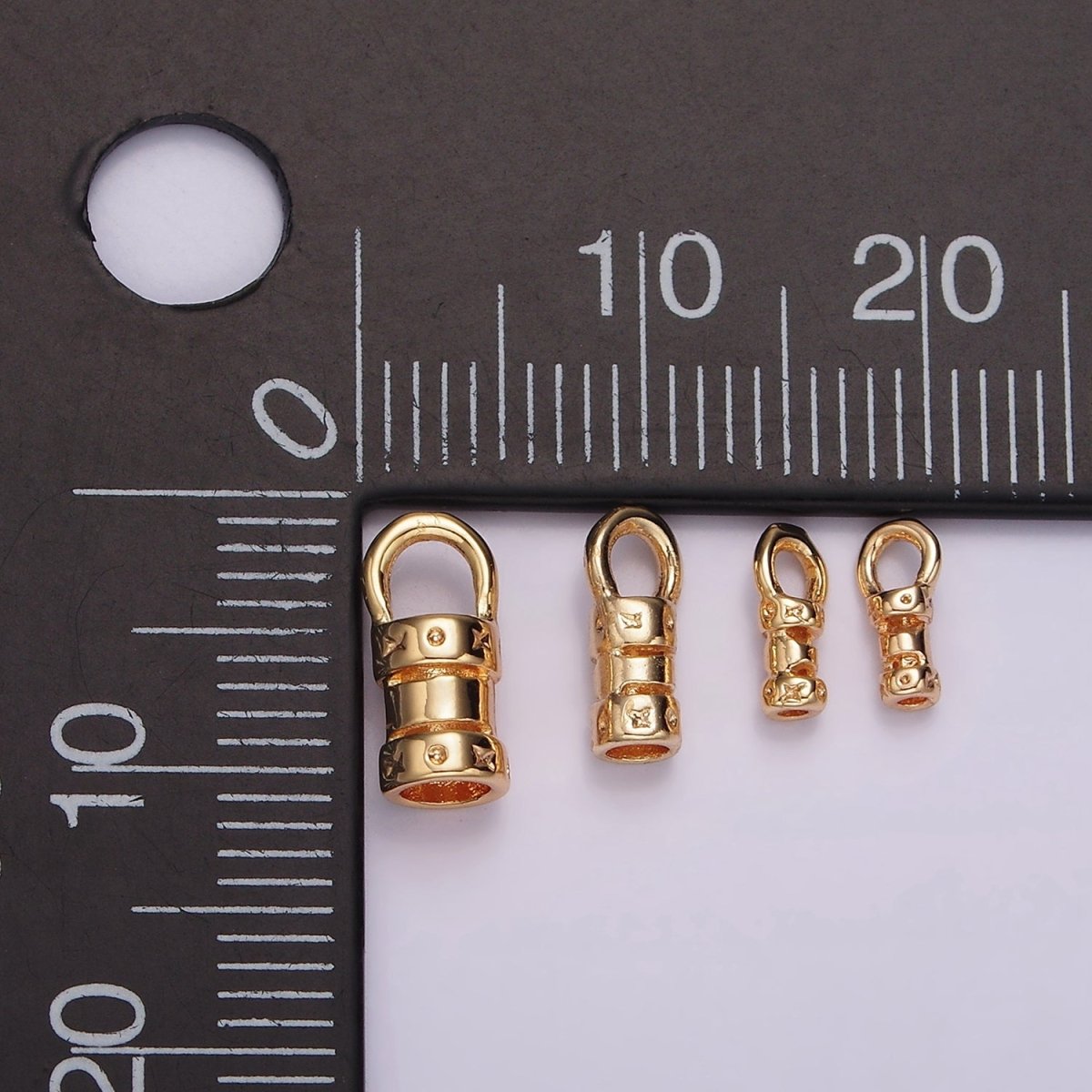 16K Gold Filled 10mm, 9mm, 6.6mm Dotted Dented Open Bail Jewelry Supply Findings | Z645 - Z647 - DLUXCA