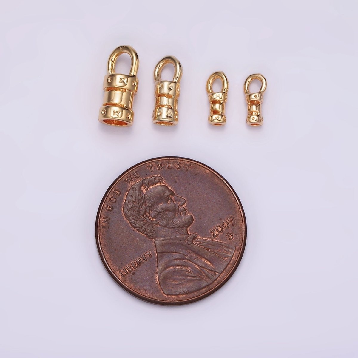 16K Gold Filled 10mm, 9mm, 6.6mm Dotted Dented Open Bail Jewelry Supply Findings | Z645 - Z647 - DLUXCA