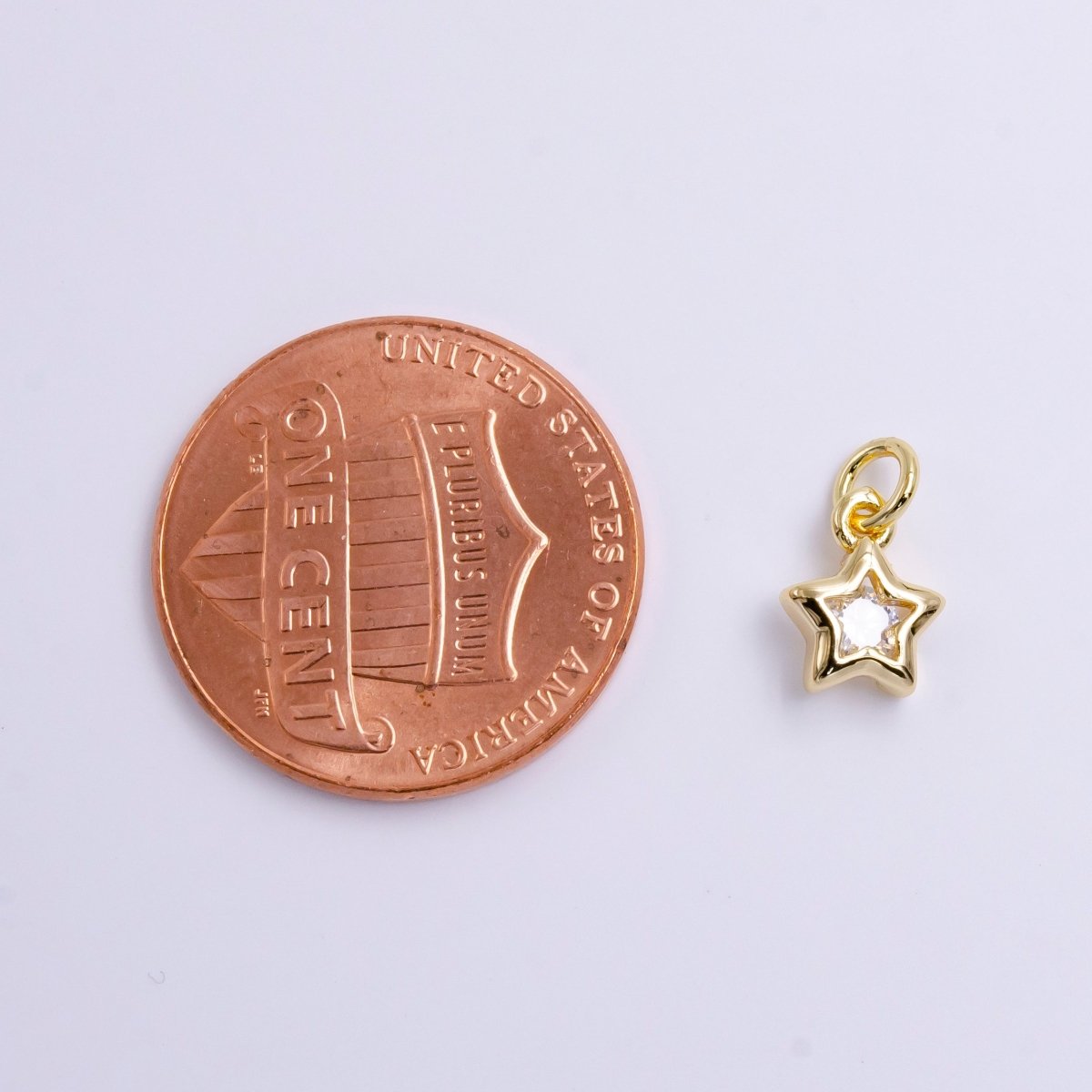 16K Gold Filled 10mm Clear CZ Celestial Star Bezel Add-On Charm | AC1461 - DLUXCA