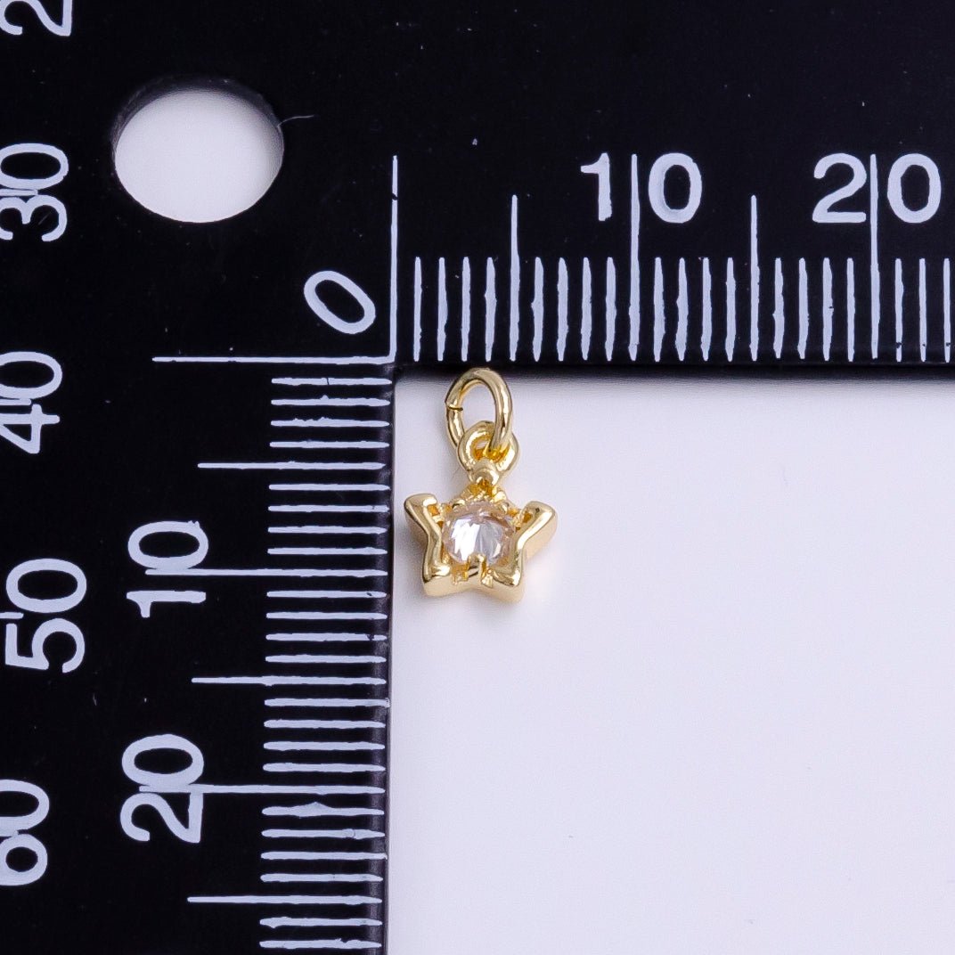 16K Gold Filled 10mm Clear CZ Celestial Star Bezel Add-On Charm | AC1461 - DLUXCA