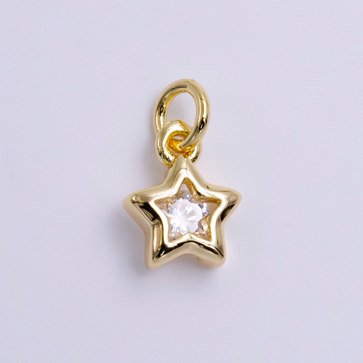 16K Gold Filled 10mm Clear CZ Celestial Star Bezel Add-On Charm | AC1461 - DLUXCA