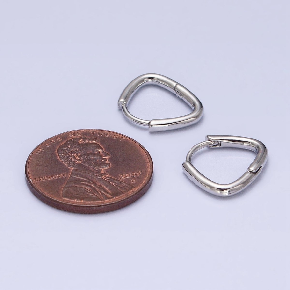 16K Gold Filled 11.5mm Triangle Minimalist Cartilage Huggie Earrings in Gold & Silver | AB825 AD823 - DLUXCA