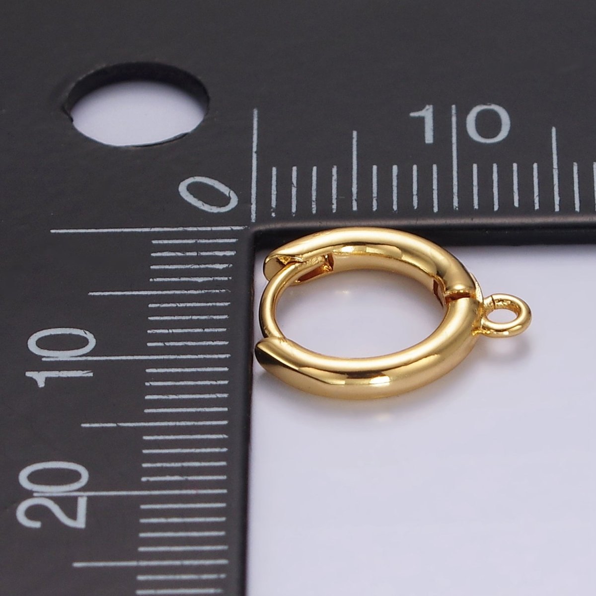 16K Gold Filled 11.8mm Minimalist Huggie Open Loop Earrings Findings Supply | Z564 - DLUXCA