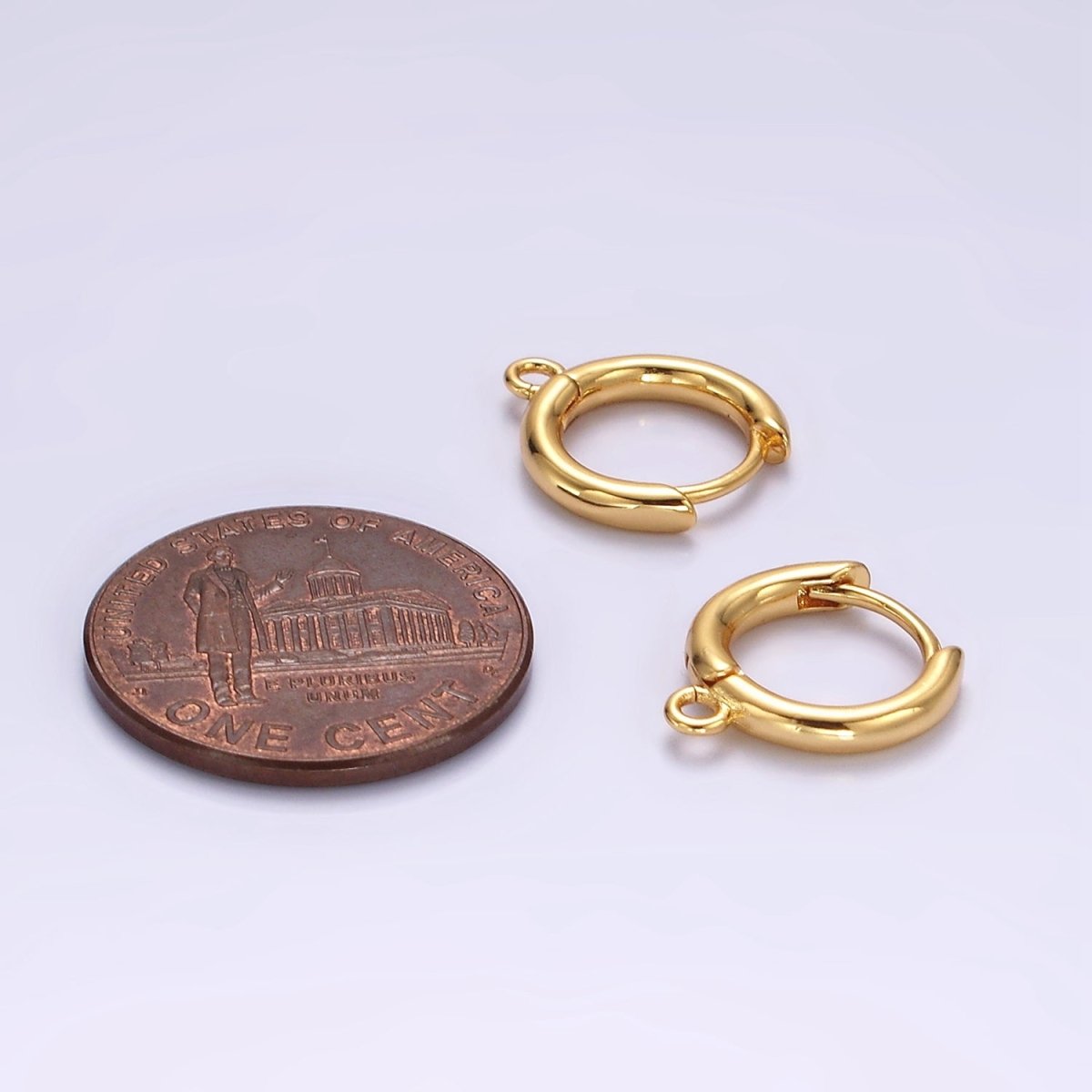 16K Gold Filled 11.8mm Minimalist Huggie Open Loop Earrings Findings Supply | Z564 - DLUXCA