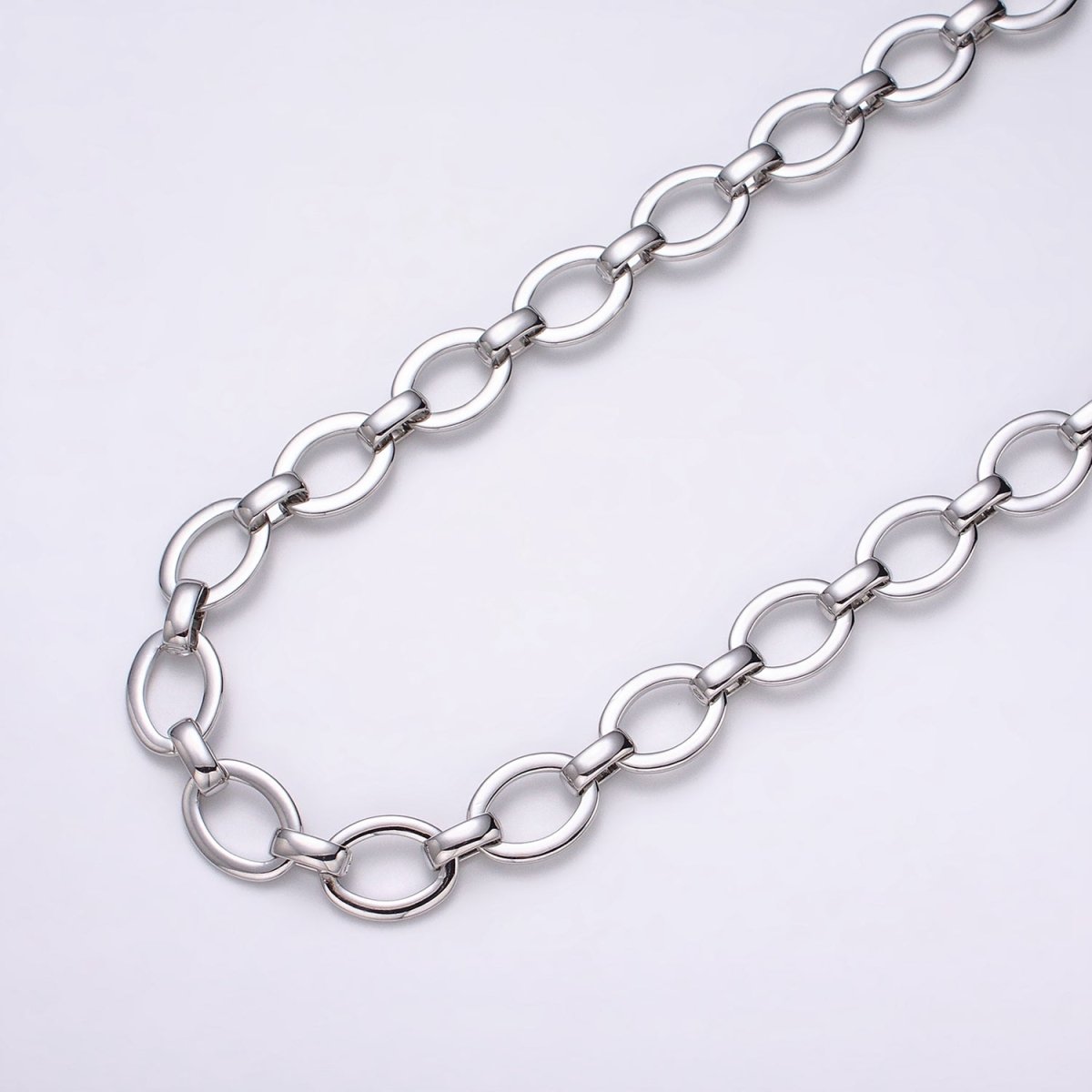 16K Gold Filled 12.5mm Oval Cable Unfinished Chain by Yard in Gold & Silver | ROLL-1223 ROLL-1224 Clearance Pricing - DLUXCA