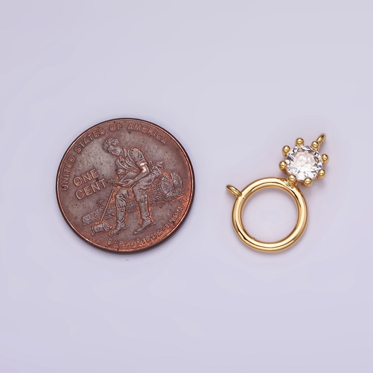 16K Gold Filled 12mm Clear CZ Open Round Geomatic Connector | G-032 - DLUXCA