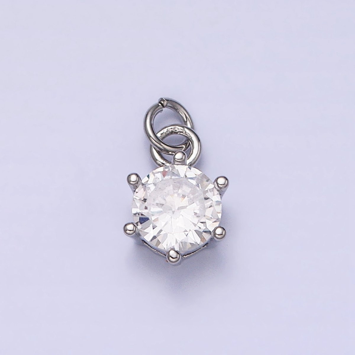 16K Gold Filled 12mm Clear Round Cubic Zirconia CZ Add-On Charm in Gold & Silver | AC1193 AC1194 - DLUXCA