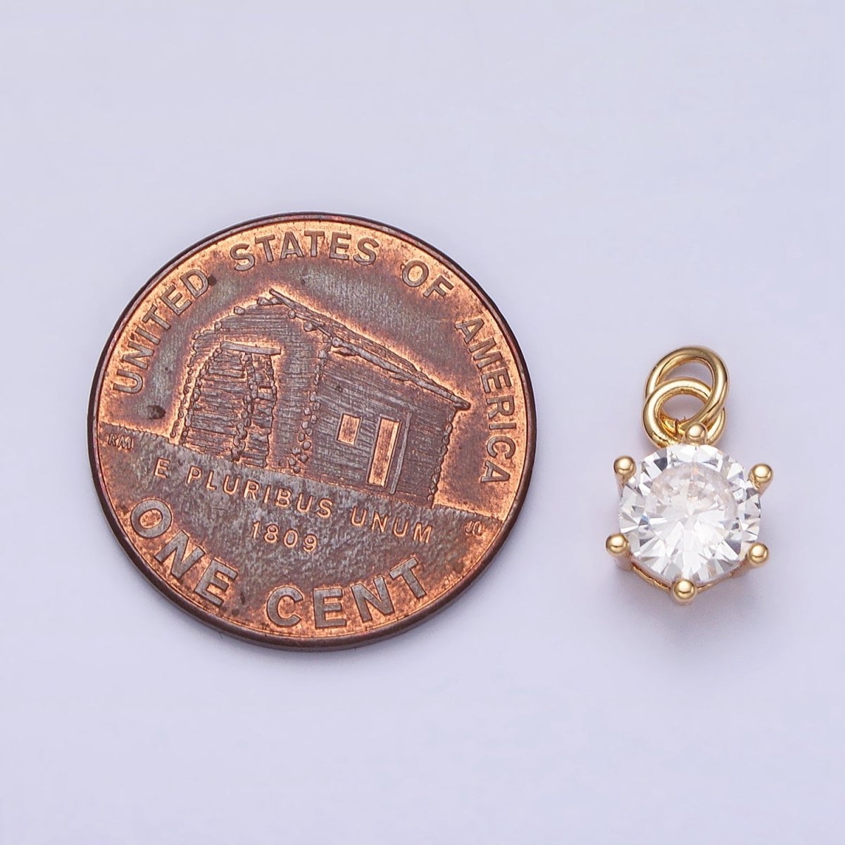 16K Gold Filled 12mm Clear Round Cubic Zirconia CZ Add-On Charm in Gold & Silver | AC1193 AC1194 - DLUXCA