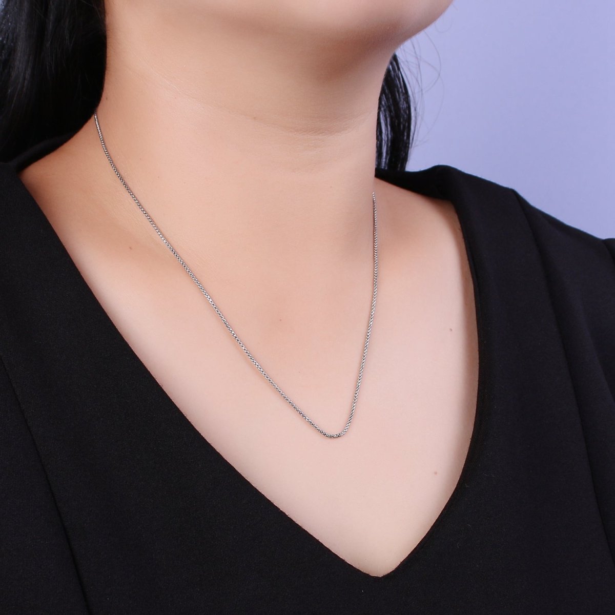 16K Gold Filled 1.2mm Dainty Box Chain 18 Inch Layering Necklace w. Extender in Gold & Silver | WA-436 WA-437 Clearance Pricing - DLUXCA