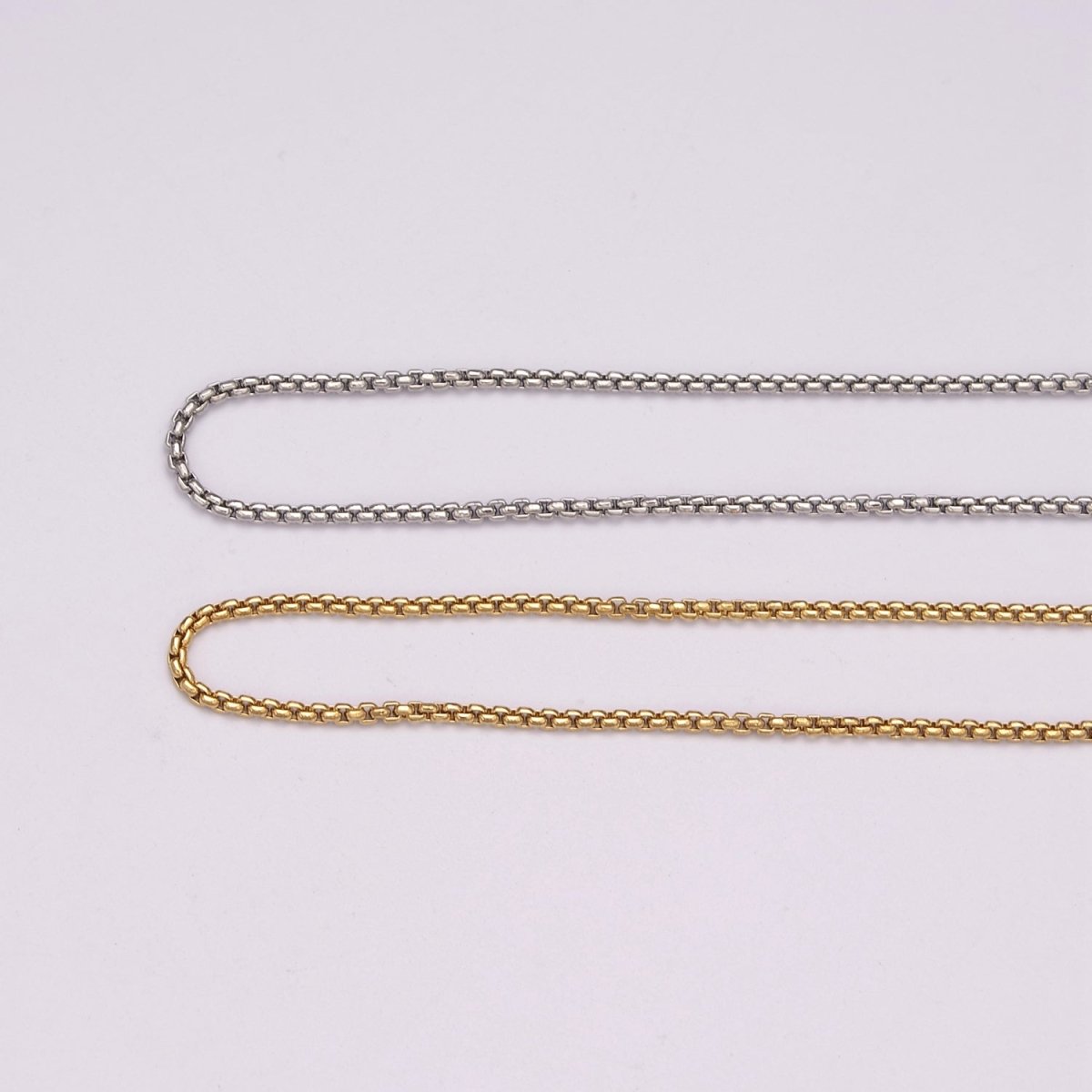 16K Gold Filled 1.2mm Dainty Box Chain 18 Inch Layering Necklace w. Extender in Gold & Silver | WA-436 WA-437 Clearance Pricing - DLUXCA
