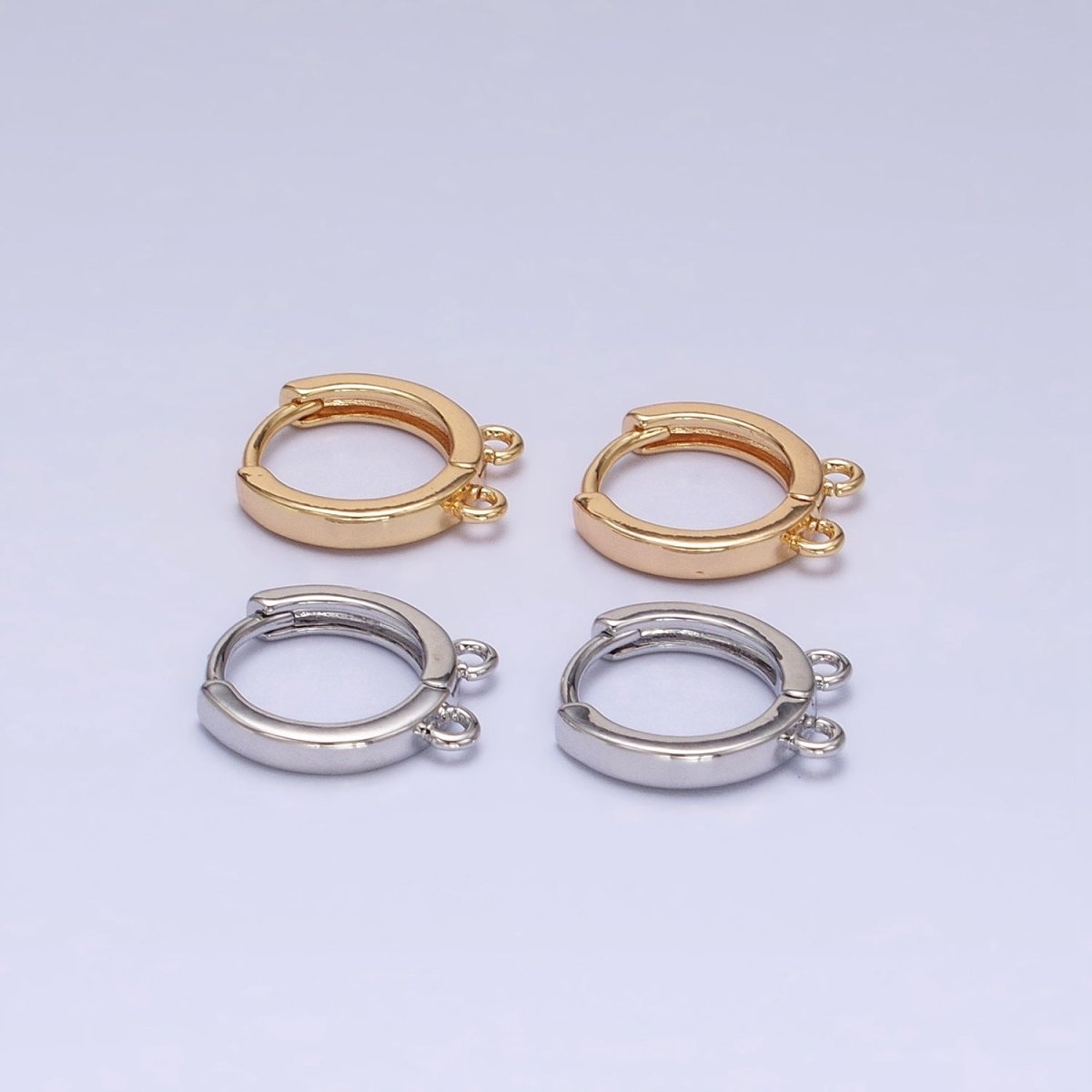 16K Gold Filled 13.5mm Thin Double Open Loop Huggie Earrings Supply in Gold & Silver | Z-225 Z-226 - DLUXCA