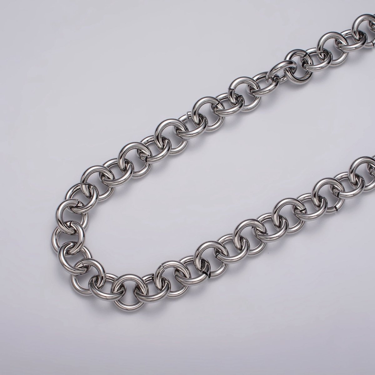 16K Gold Filled 13mm Rolo Statement Unfinished Chain by Yard in Gold & Silver | ROLL-1189 ROLL-1190 Clearance Pricing - DLUXCA