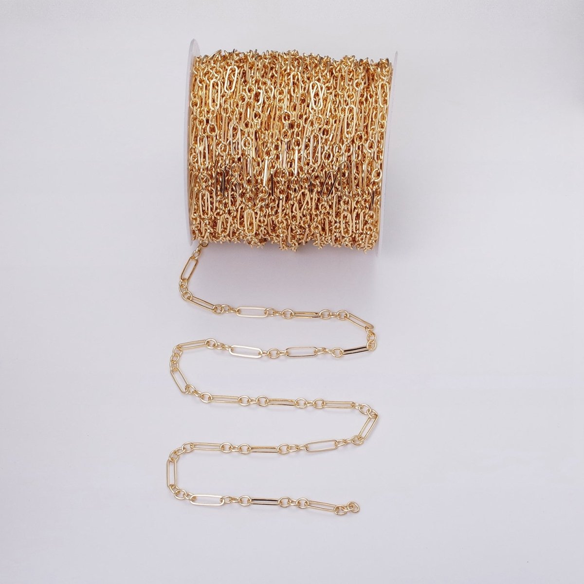 16K Gold Filled 15mm x 4.5mm Figaro Long and Short Fancy Unfinished Unique Chain In Jewelry Making | ROLL-1371 ROLL-1372 Clearance Pricing - DLUXCA