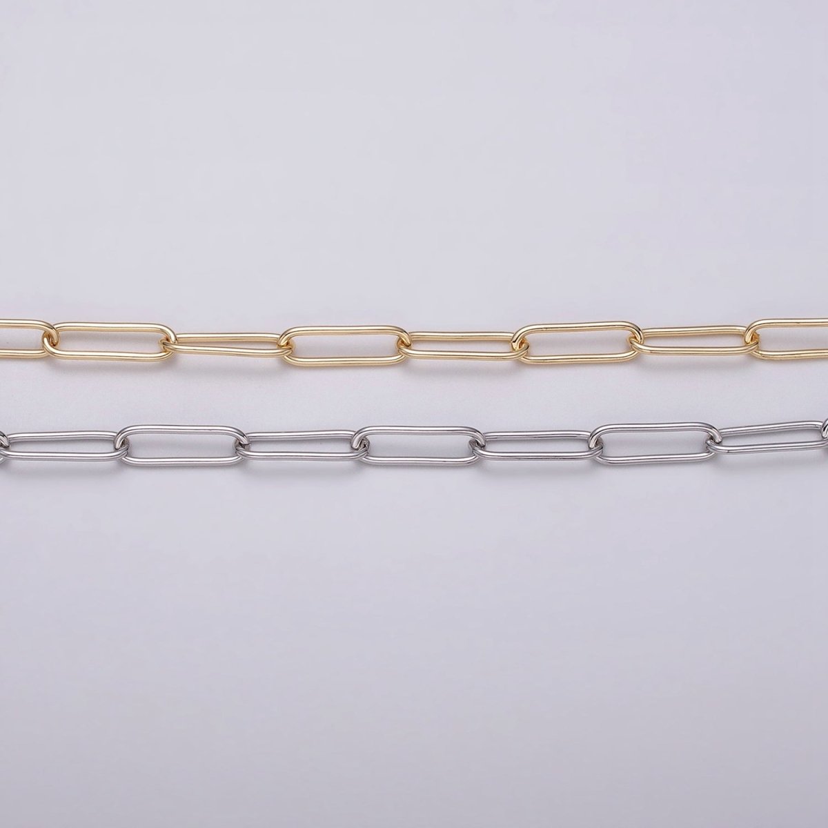 16K Gold Filled 15mm x 4.5mm Paperclip Unfinished Jewelry Making Chain in Gold & Silver | ROLL-1373 ROLL-1374 - DLUXCA