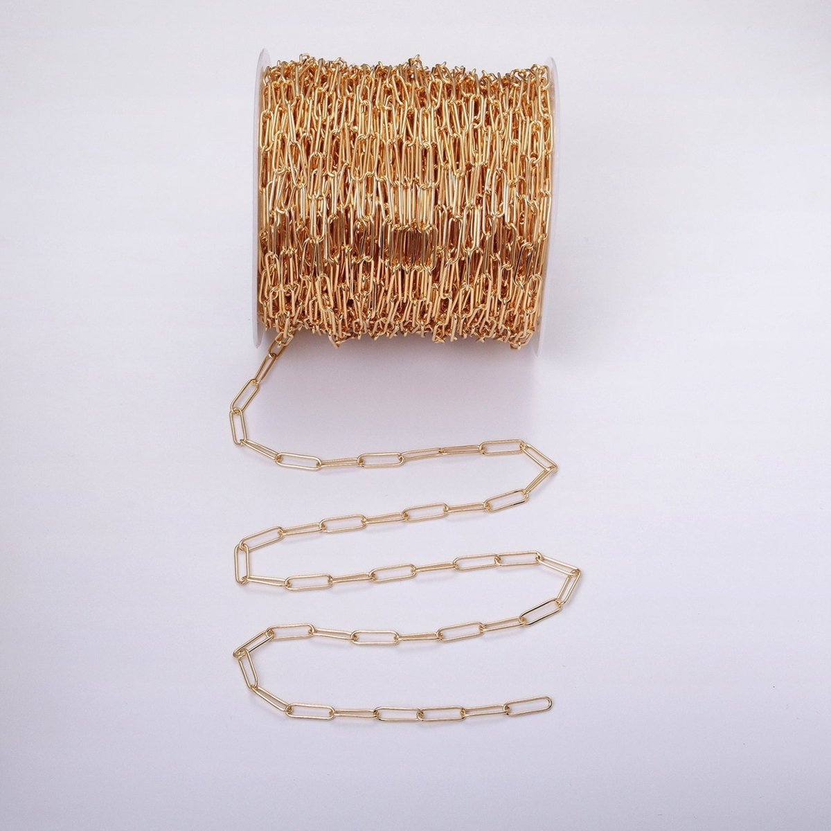 16K Gold Filled 15mm x 4.5mm Paperclip Unfinished Jewelry Making Chain in Gold & Silver | ROLL-1373 ROLL-1374 - DLUXCA