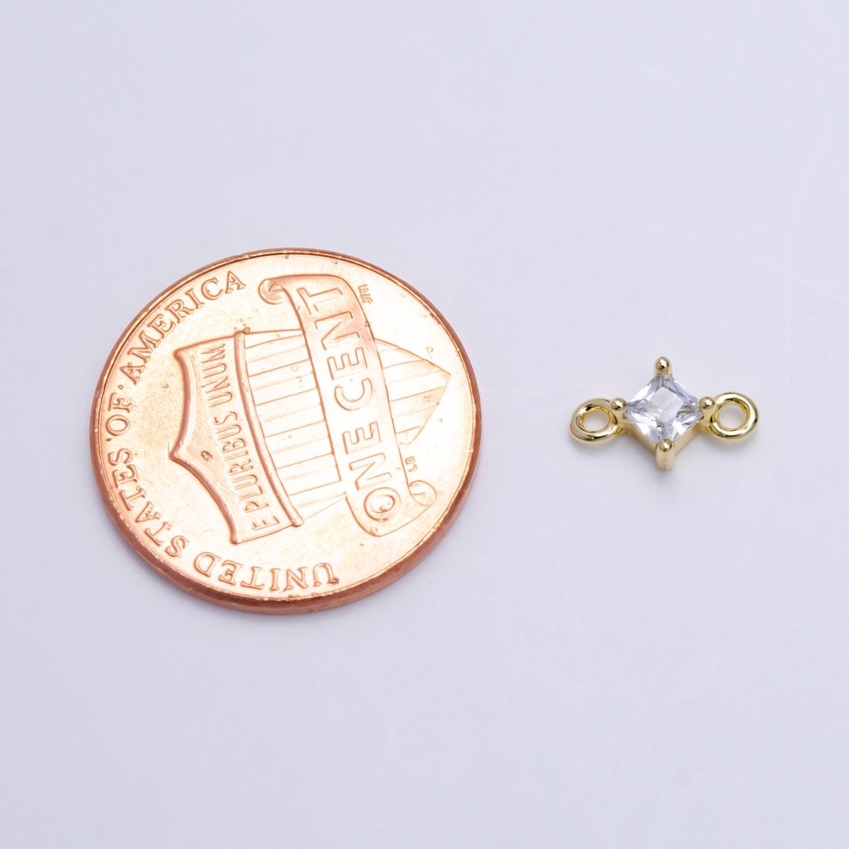 16K Gold Filled 16.5mm Clear Rhombus CZ Link Connector | Y-753 - DLUXCA