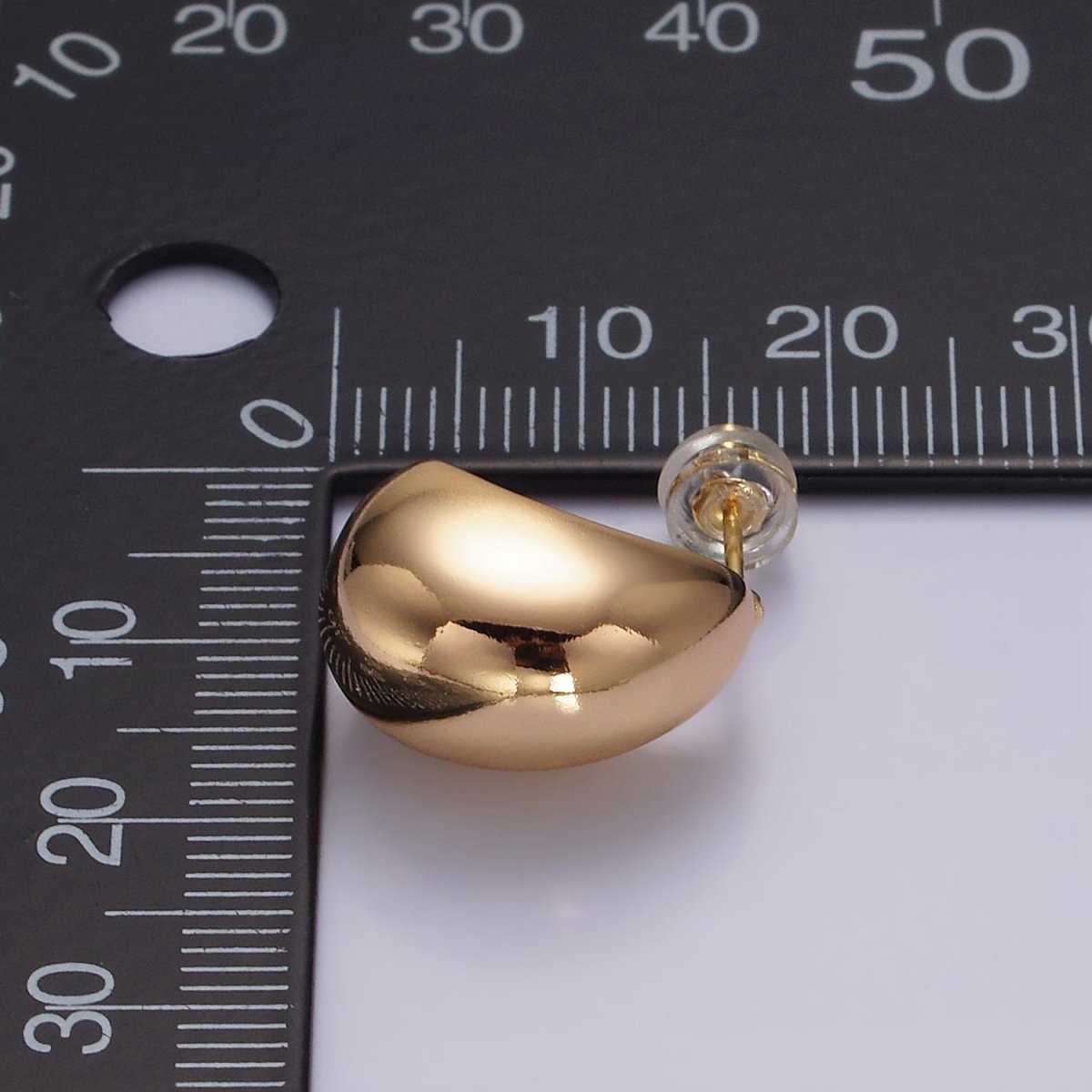 16K Gold Filled 16.5mm Wide Curved Dome C-Shaped Hoop Earrings | AE-895 - DLUXCA