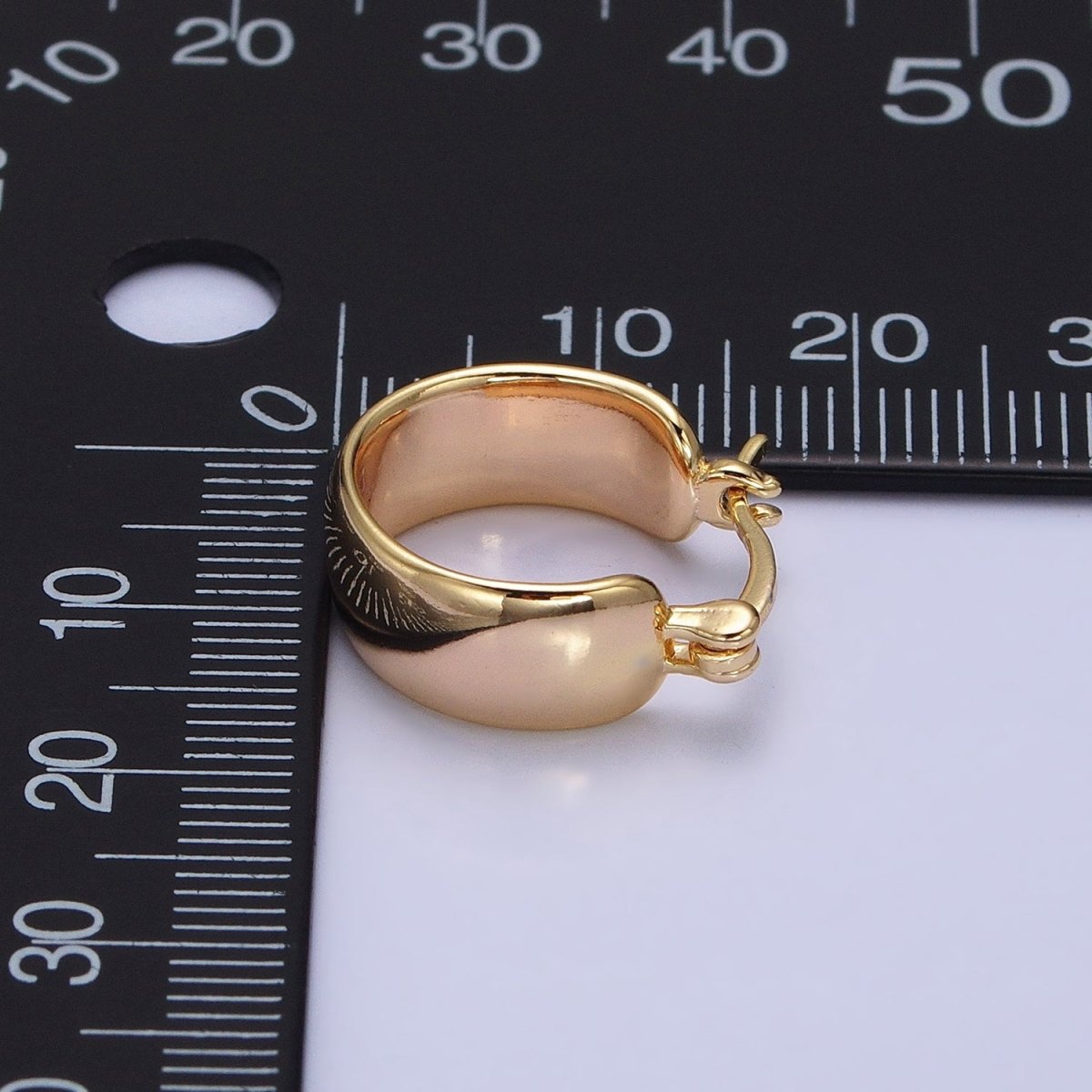 16K Gold Filled 16mm Wide Chubby Dome French Lock Latch Earrings in Gold & Silver | AD841 AD842 - DLUXCA