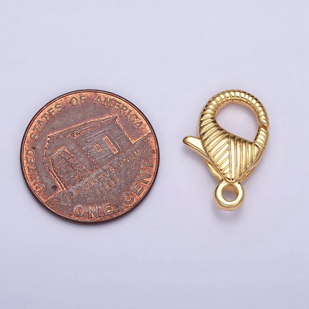 16K Gold Filled 17.5mm Lobster Clasps Line-Textured Jewelry Closure Supply | Z-394 - DLUXCA