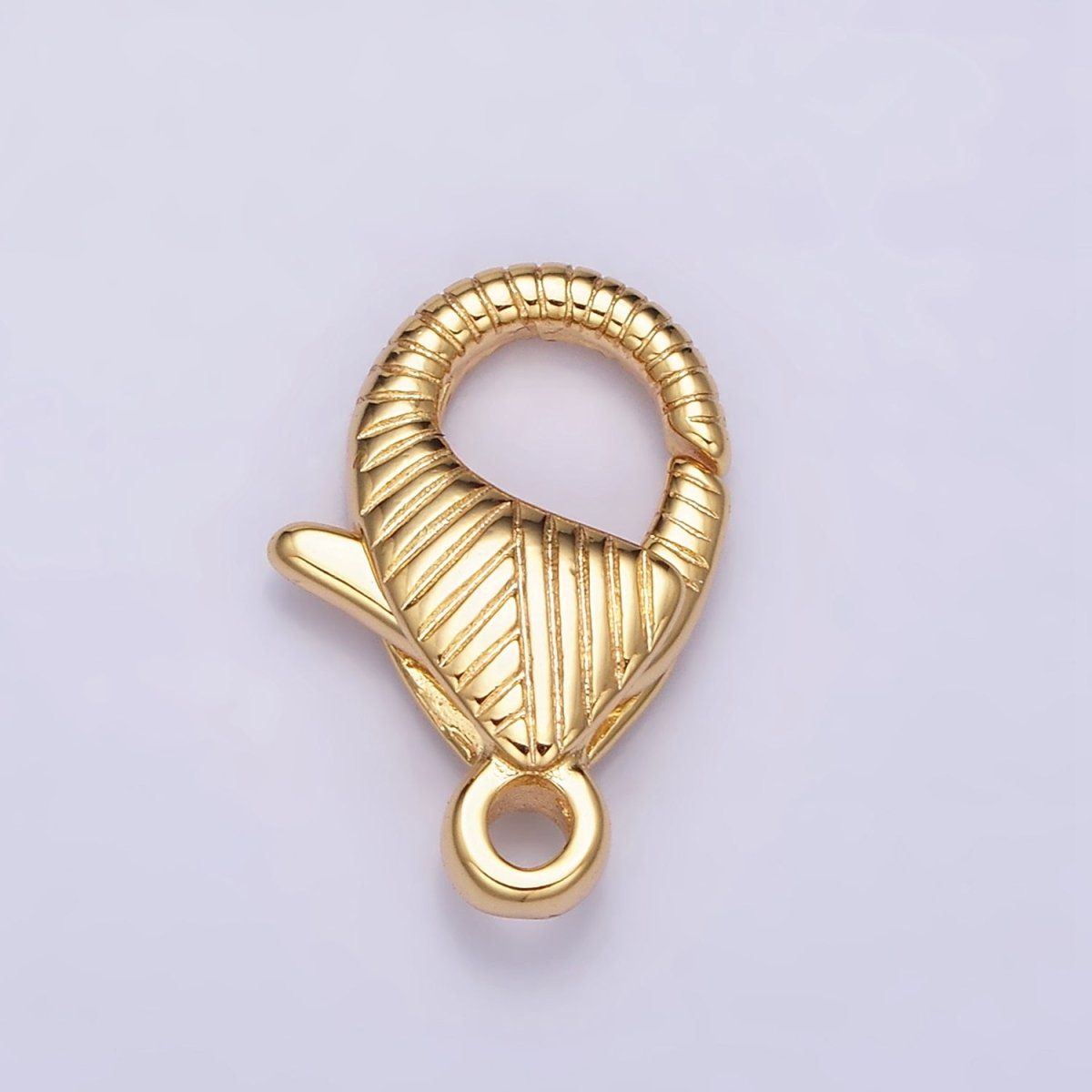 16K Gold Filled 17.5mm Lobster Clasps Line-Textured Jewelry Closure Supply | Z-394 - DLUXCA