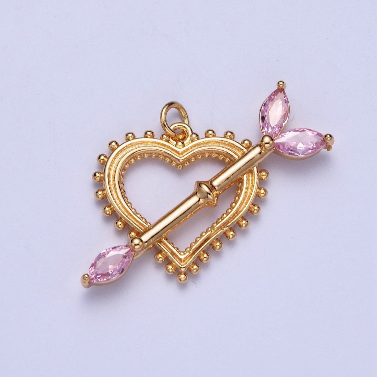 16K Gold Filled 17mm, 20mm Heart Cupid's Arrow Pink, Clear, Green, Yellow Marquise Charm AG-013~AG-020 - DLUXCA