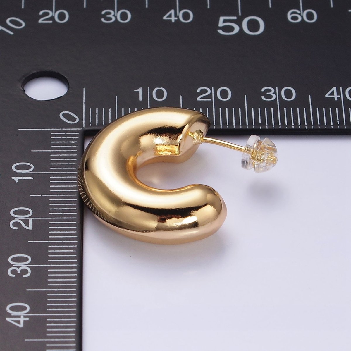 16K Gold Filled 20mm Chubby C-Shaped Hoop Earrings | AE-086 - DLUXCA