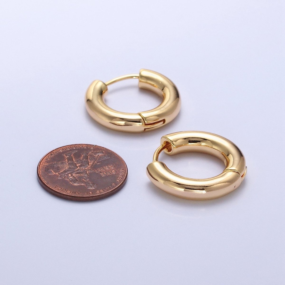 16K Gold Filled 20mm Chubby Tube Endless Hoop Earrings in Gold, Silver | AB515 AB1543 - DLUXCA