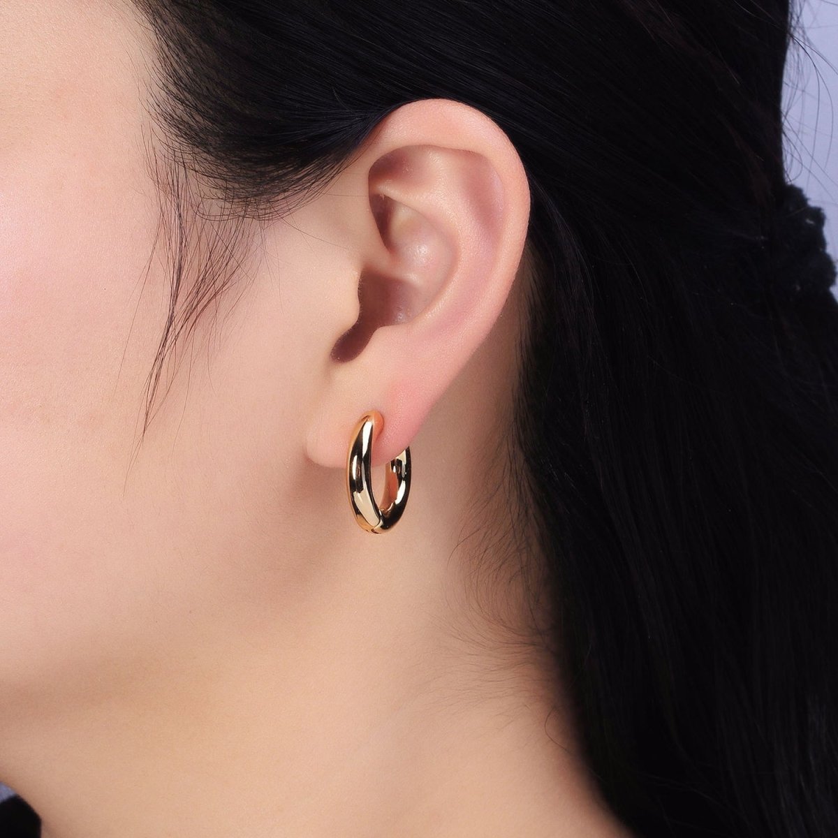 16K Gold Filled 20mm Chubby Tube Endless Hoop Earrings in Gold, Silver | AB515 AB1543 - DLUXCA