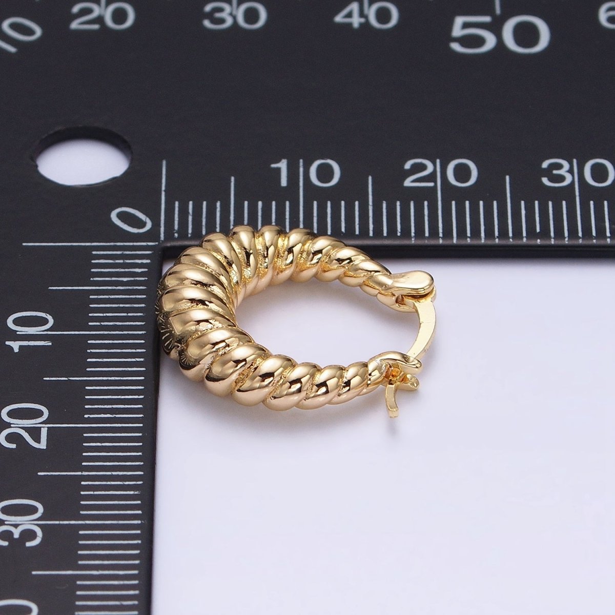 16K Gold Filled 20mm Croissant Twisted Chunky French Lock Latch Earrings in Gold & Silver | AD1195 AD1196 - DLUXCA